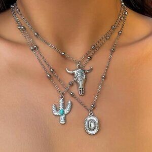 Layered Necklace -  Western Turquoise Southwestern Charm Style